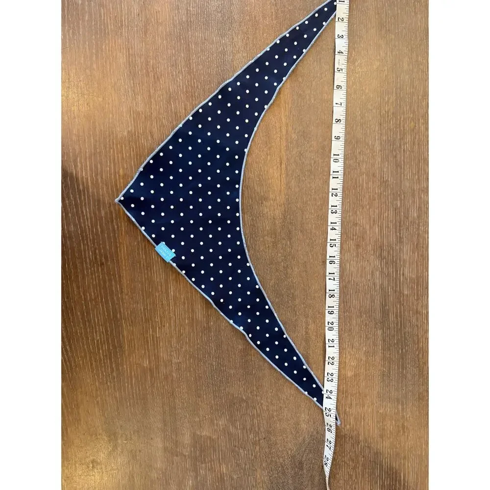 Draper James Navy white polka dot reversible blue and white striped dog bandana